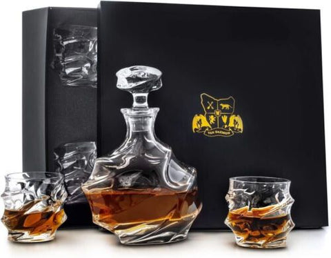 Whisky Decanter 750ml Set of 4 Whiskey Glasses 300ml Fathers Day Xmas Gift Christmas Present