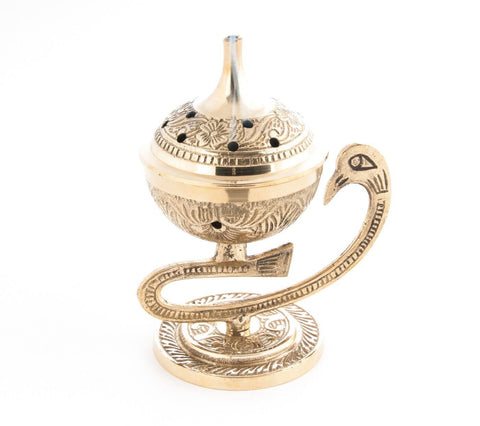 Brass Incense Burner Swan |  Censer Charcoal Resin Cone or Stick