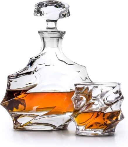 Whisky Decanter 750ml Set of 4 Whiskey Glasses 300ml Fathers Day Xmas Gift Christmas Present